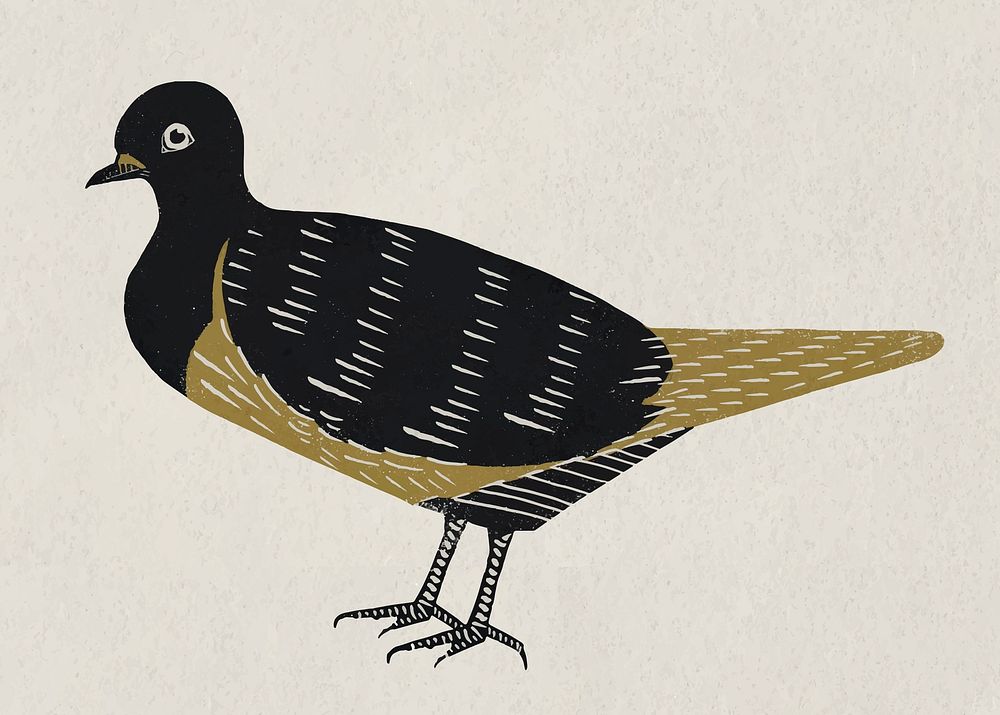 Vintage dove bird stencil gold black clipart