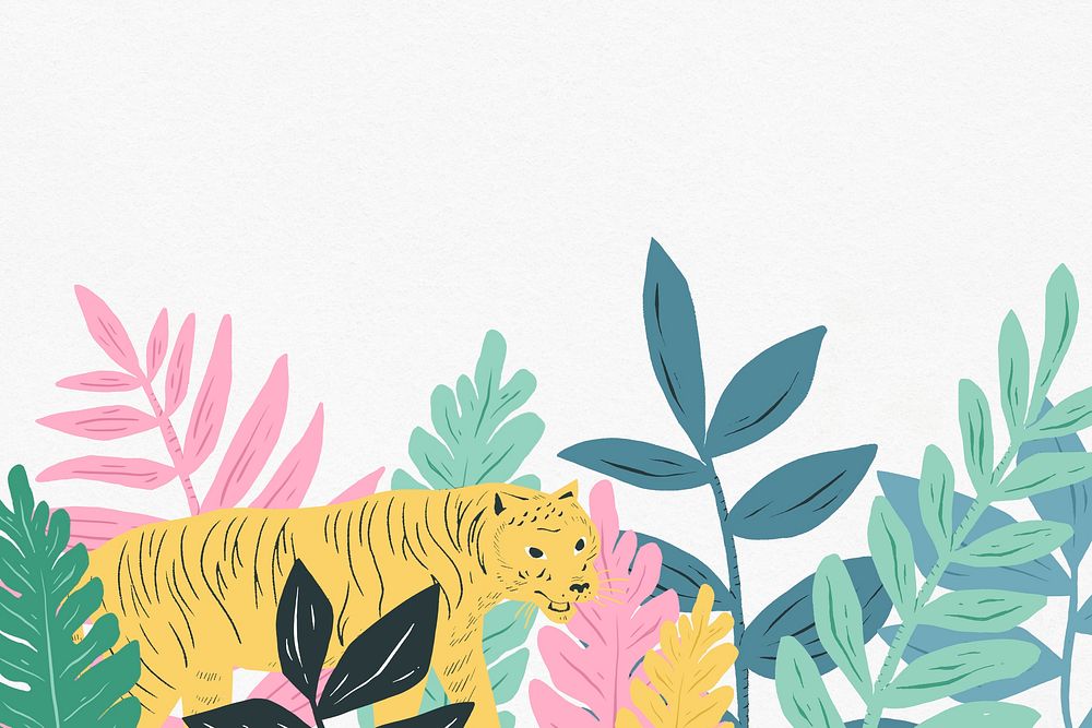 Side border psd vintage animals pattern jungle background