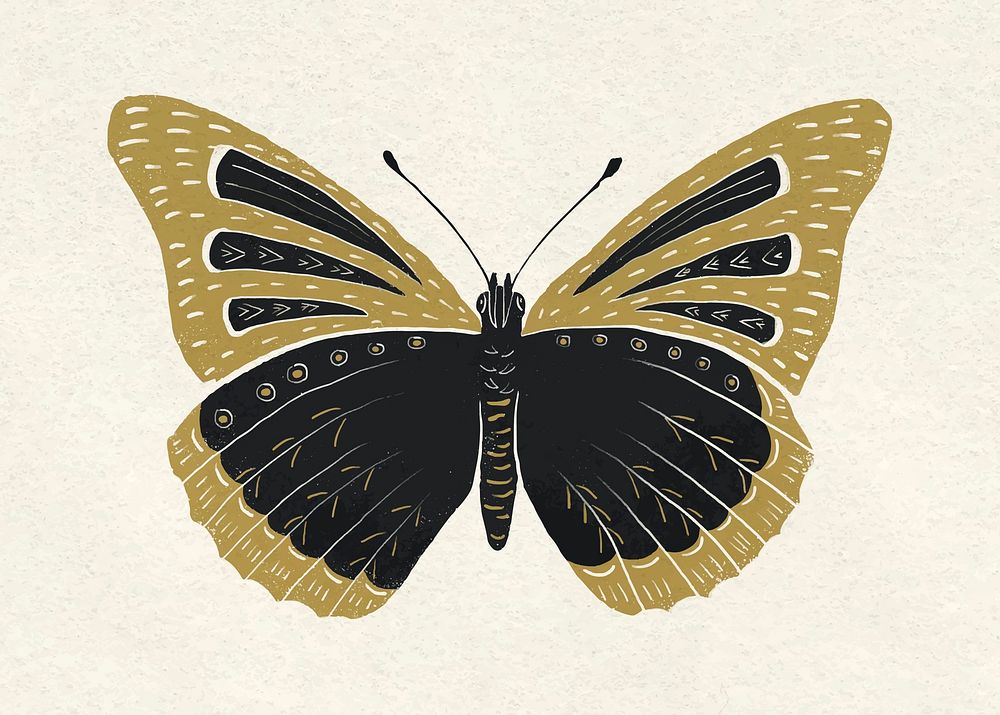 Butterfly stencil pattern linocut painting