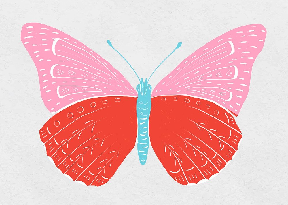 Colorful butterfly  vintage drawing illustration