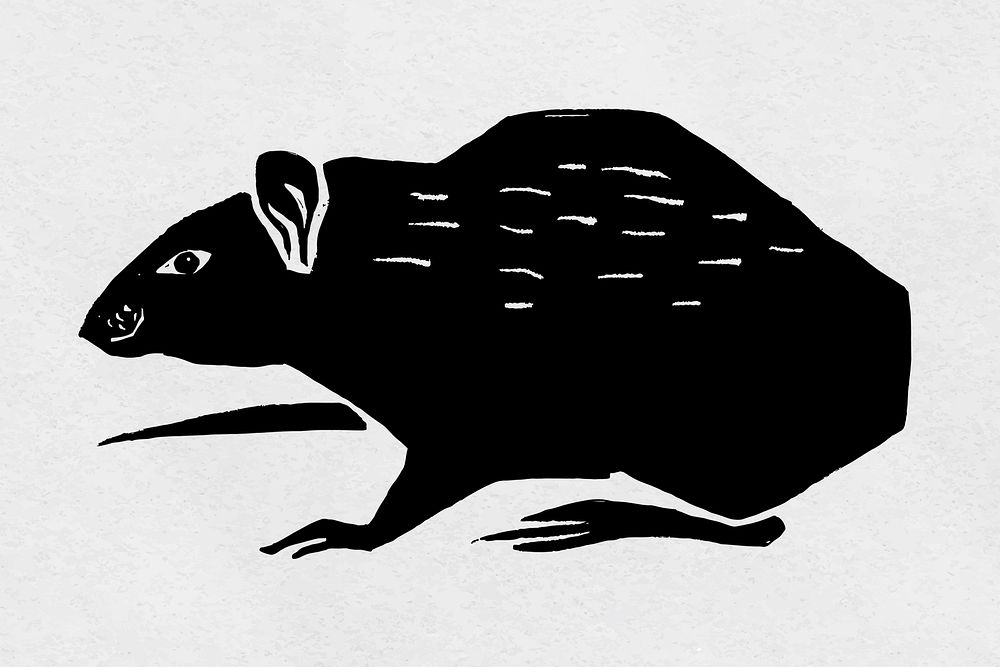 Rat black animal hand drawn clipart