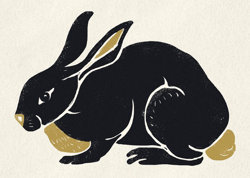  rabbit psd animal vintage drawing
