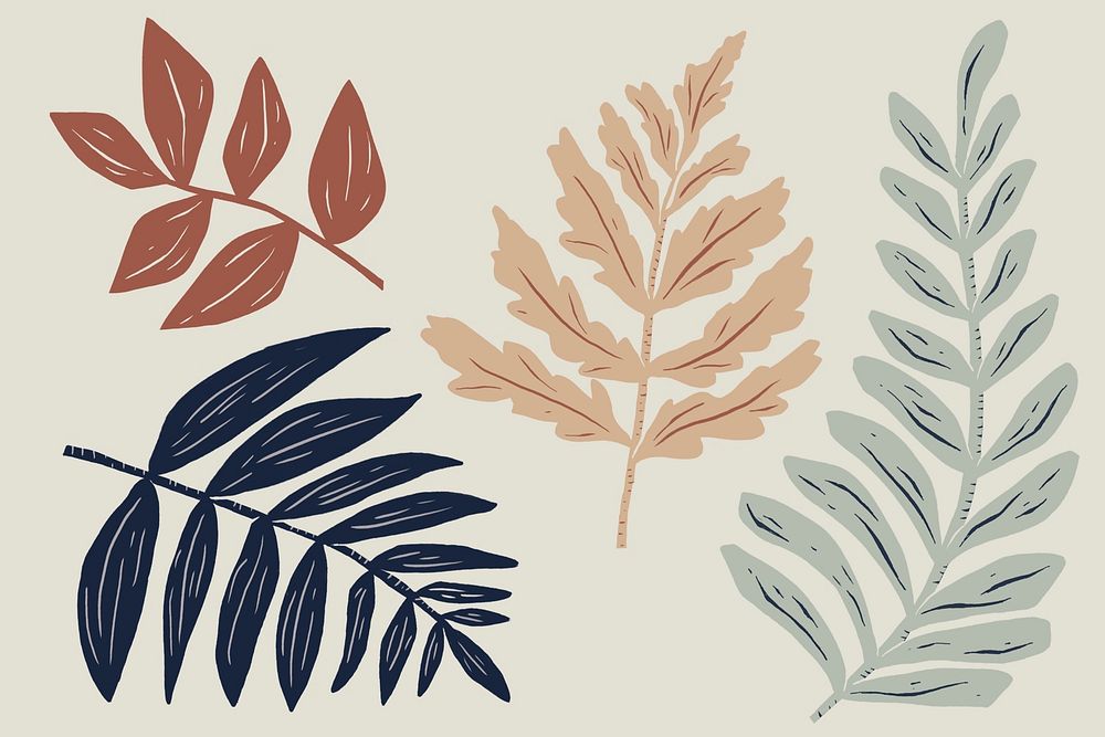Vintage leaves psd plant stencil pattern collection
