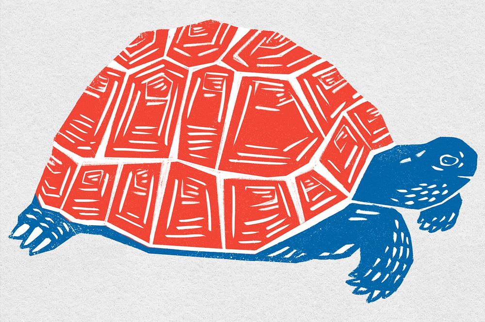 Vintage red turtle psd reptile hand drawn