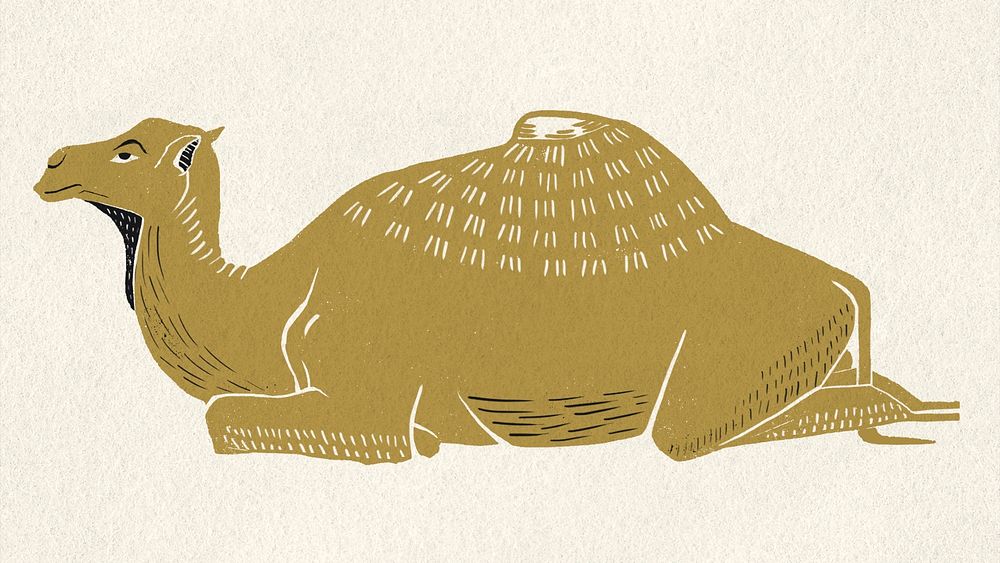 Vintage gold camel psd stencil pattern clipart
