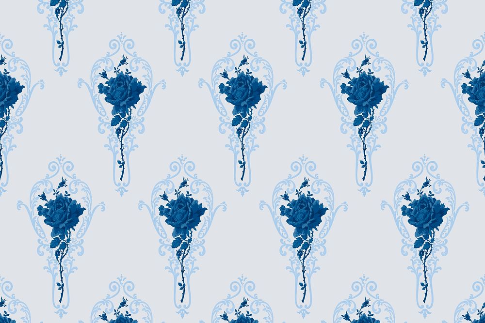 Blue rose floral pattern vintage background