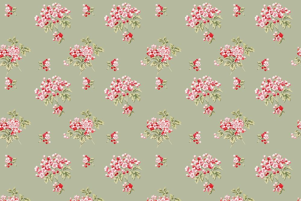 Psd colorful verbena flower  pattern vintage background