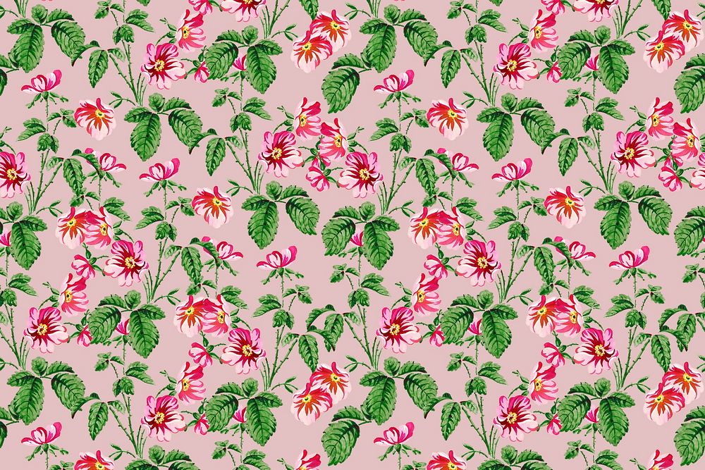 Psd wild rose pattern vintage background