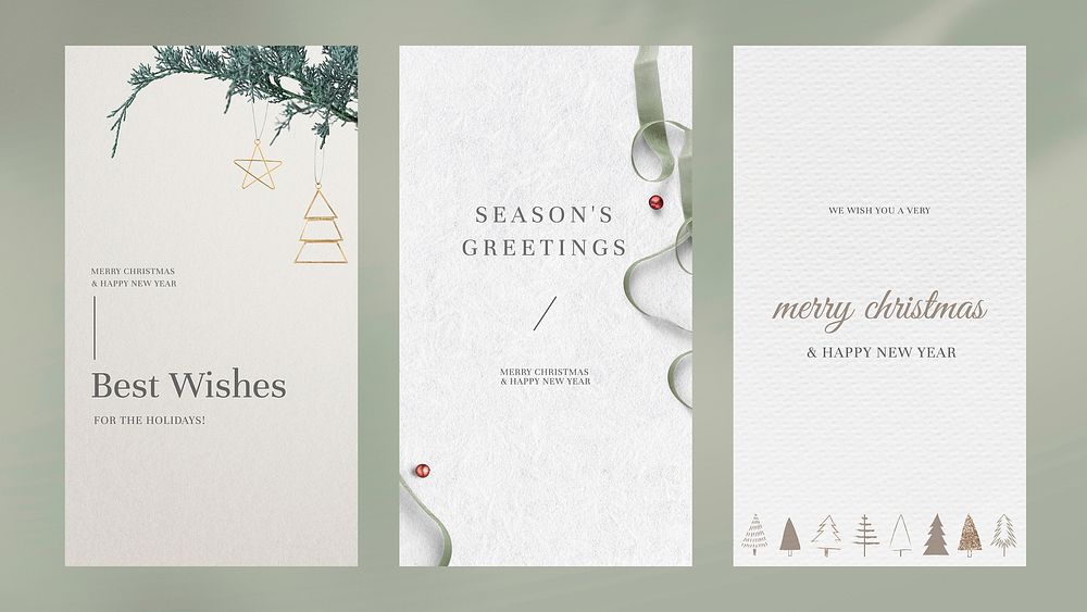 Christmas phone wallpaper background and social media story vector template set