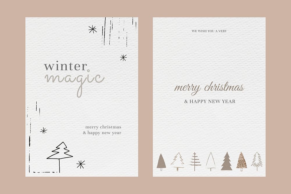 Minimal Christmas poster template vector set
