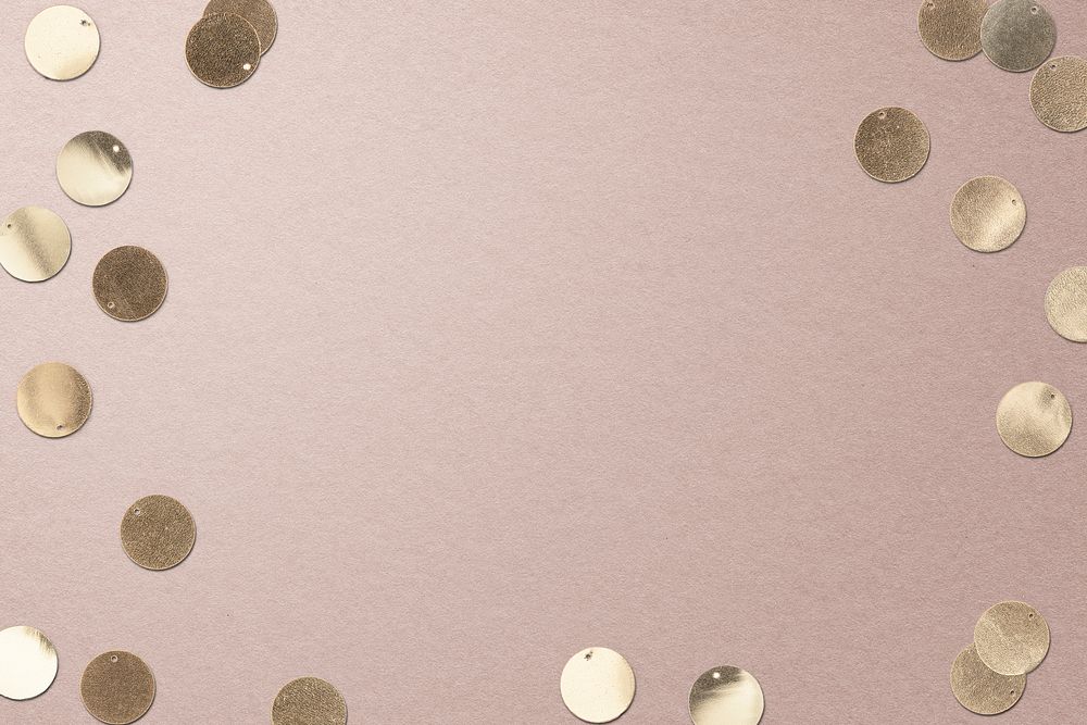 Gold confetti pattern frame psd pink background