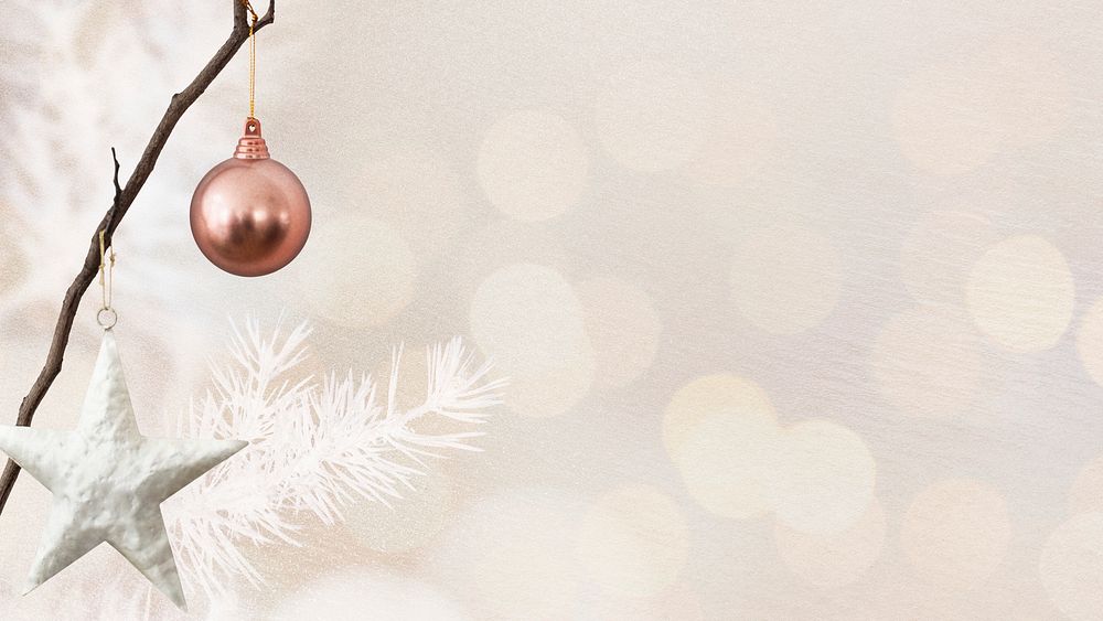 Christmas ornaments on bokeh background blog banner