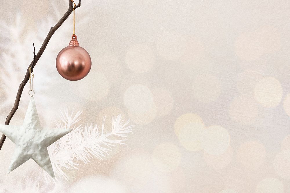 Christmas ornaments on bokeh background