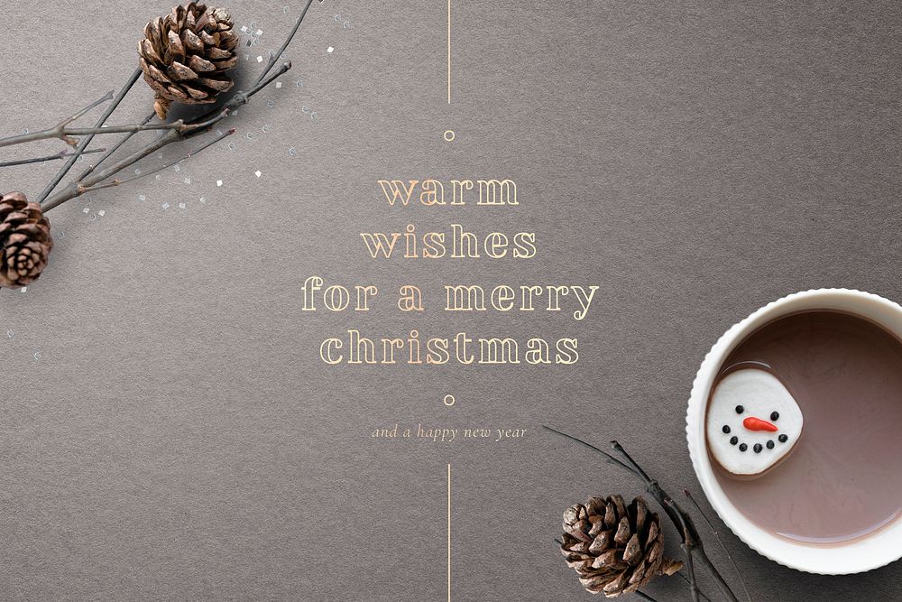 Warm Christmas wishes vector pine cone decorated
