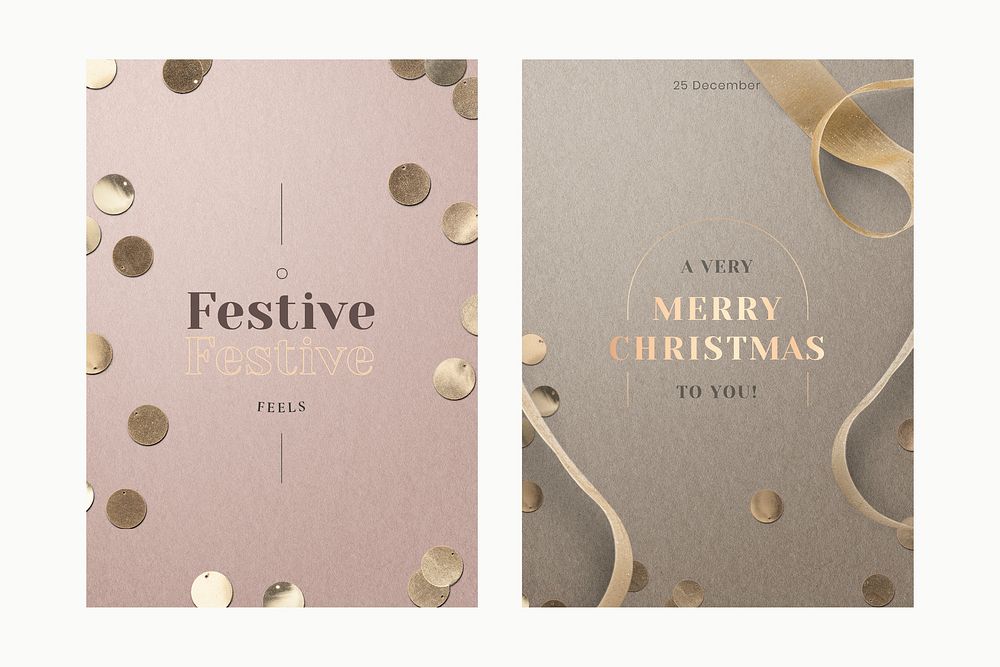 Christmas greeting card template vector set