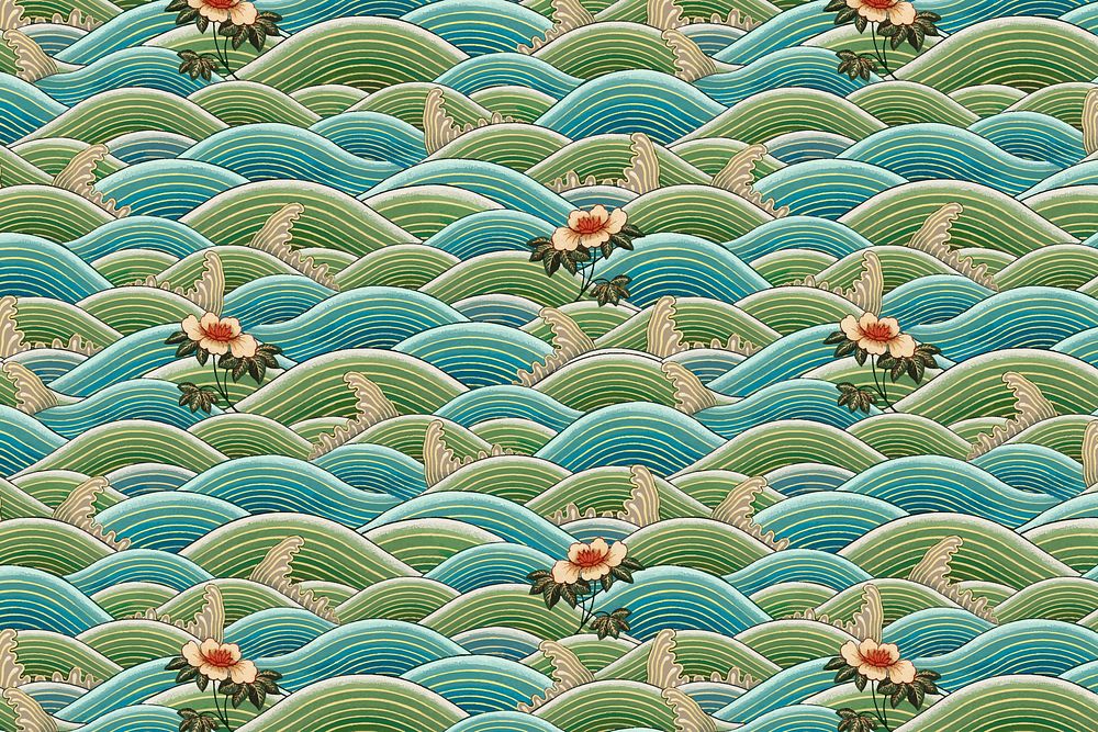 Traditional Chinese art vector wave pattern background