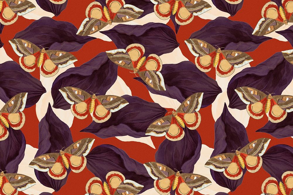 Vintage butterfly psd floral pattern, remix from The Naturalist's Miscellany by George Shaw