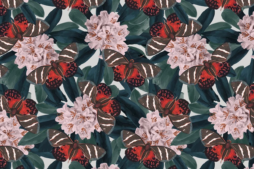 Abstract butterfly vector floral pattern, vintage remix from The Naturalist's Miscellany by George Shaw