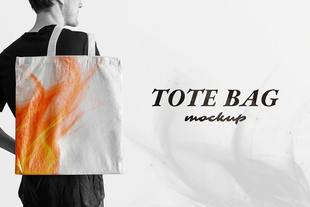 Canvas tote bag mockup psd with fire print