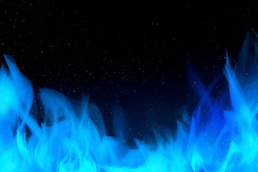 Burning blue fire flame vector border 