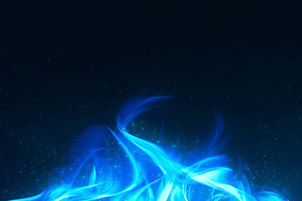 Retro blue fire flame psd border  with black background