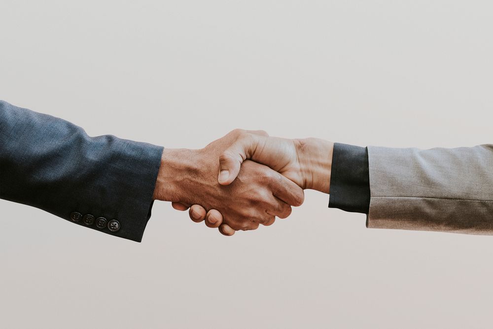 Business partners handshake psd corporate business concept