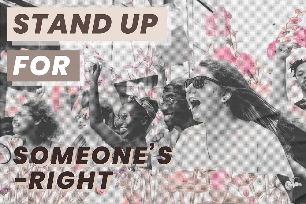 Vector 'Stand up for someone's right' human rights protest colorful poster