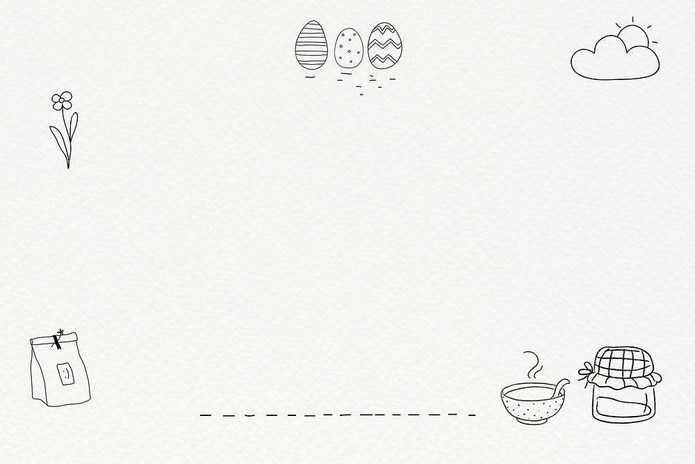 Hand drawn lifestyle frame psd cute Easter theme doodle drawing