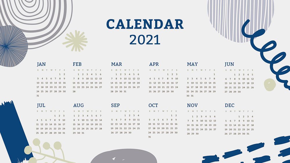 2021 calendar set Scandinavian mid century background