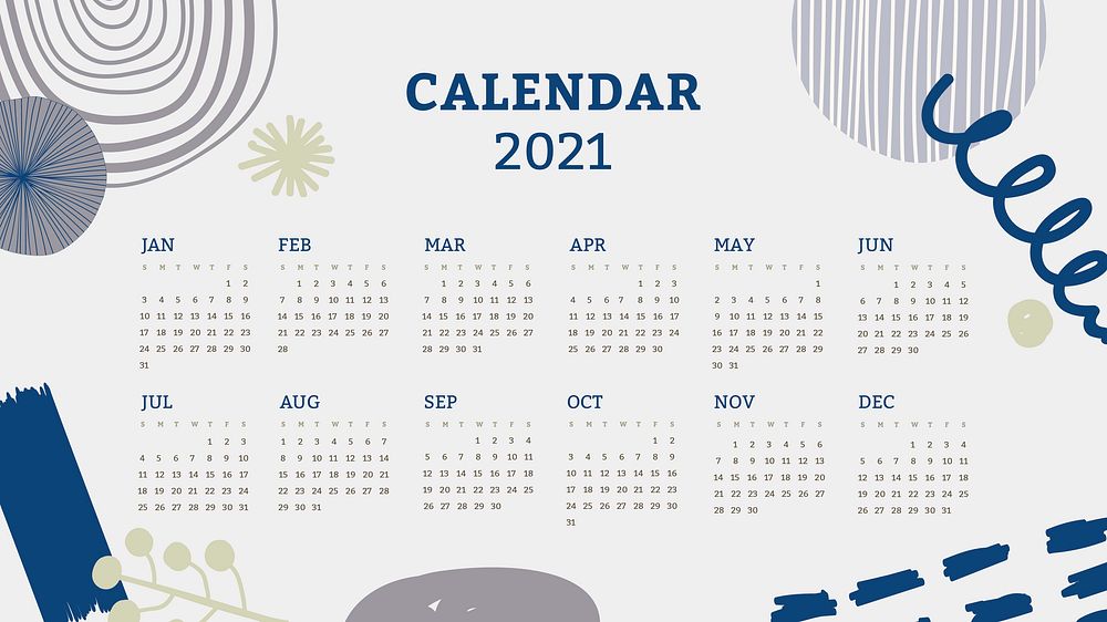 2021 calendar HD wallpaper vector printable template set Scandinavian mid century background