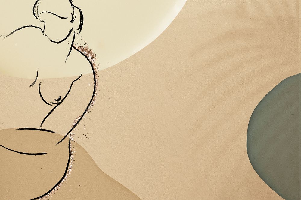 Sketched nude lady background psd in earth tone