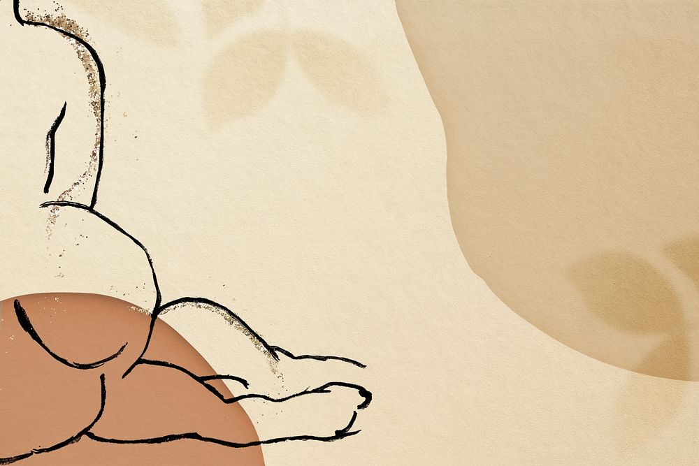 Sketched nude lady background in shimmery earth tone