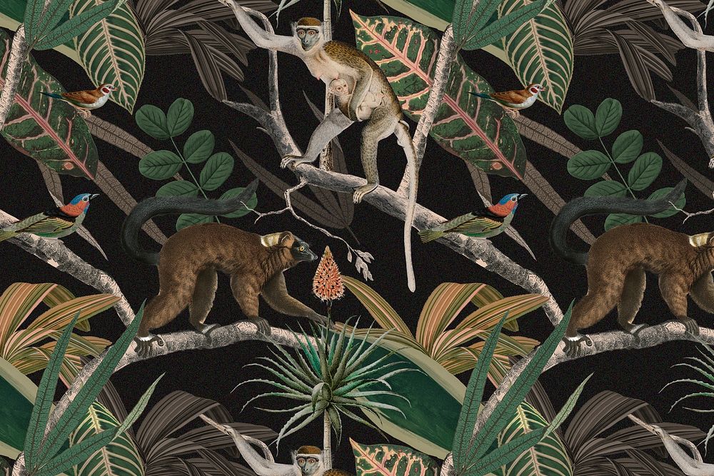 Jungle pattern background psd wild animals