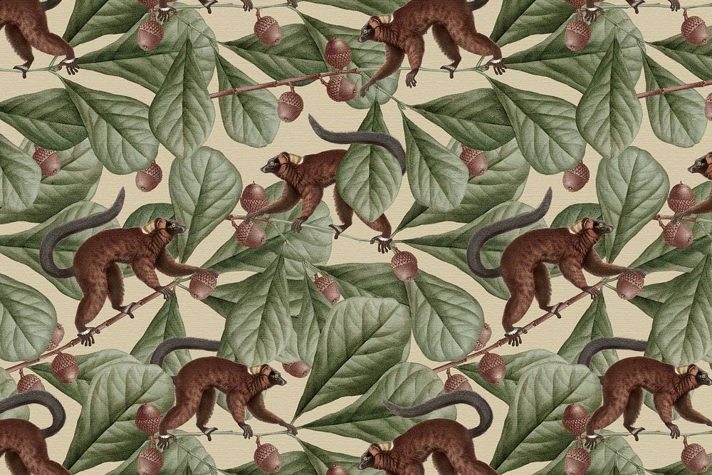 Lemur pattern background psd jungle illustration