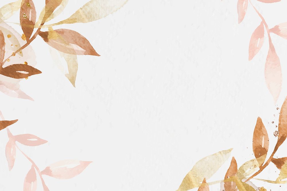 Watercolor leaf border white background with design space