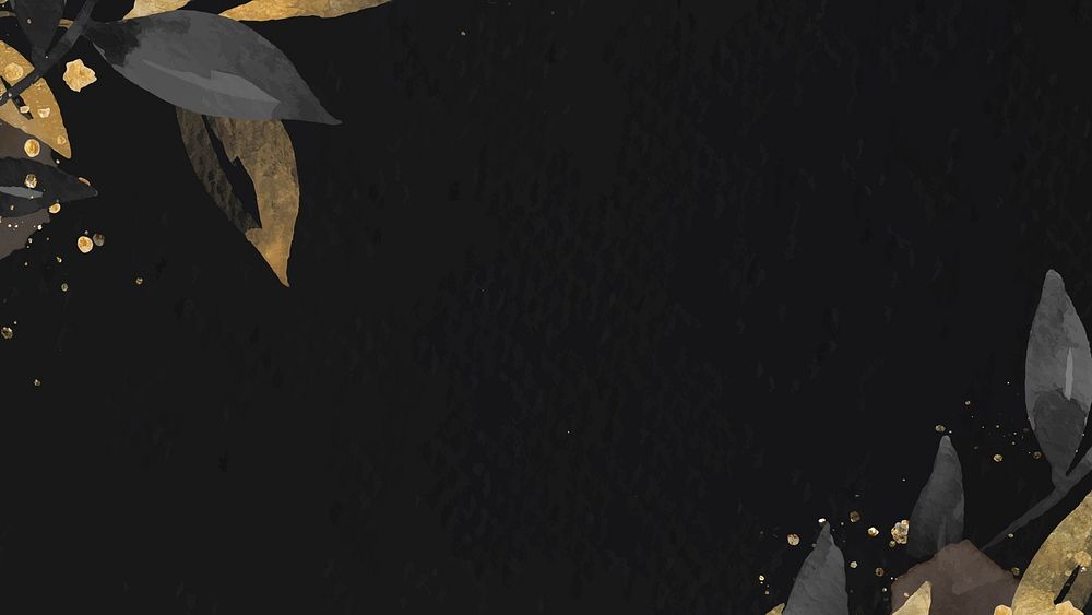 Golden leaf black background blog banner wallpaper