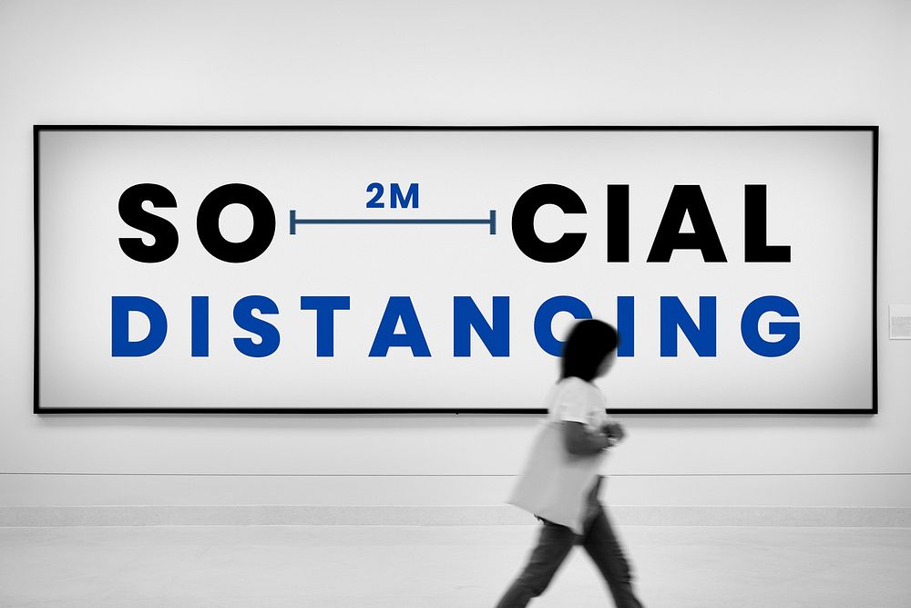Billboard mockup psd social distancing ads