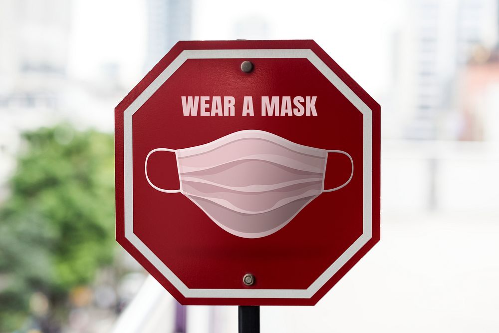 Wear a mask psd street sign board