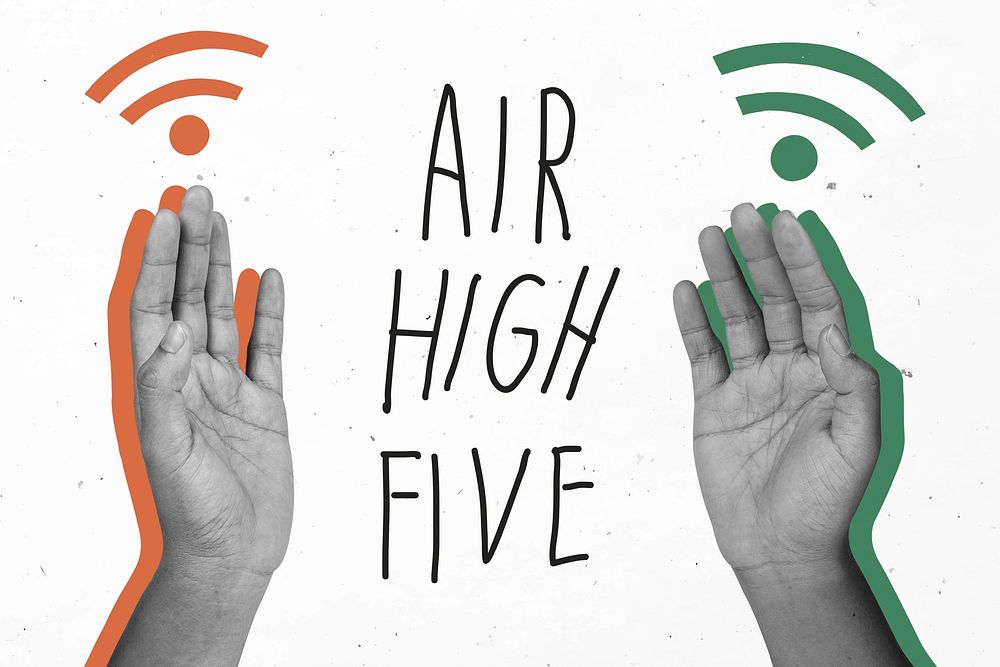 Air high five psd new normal greeting