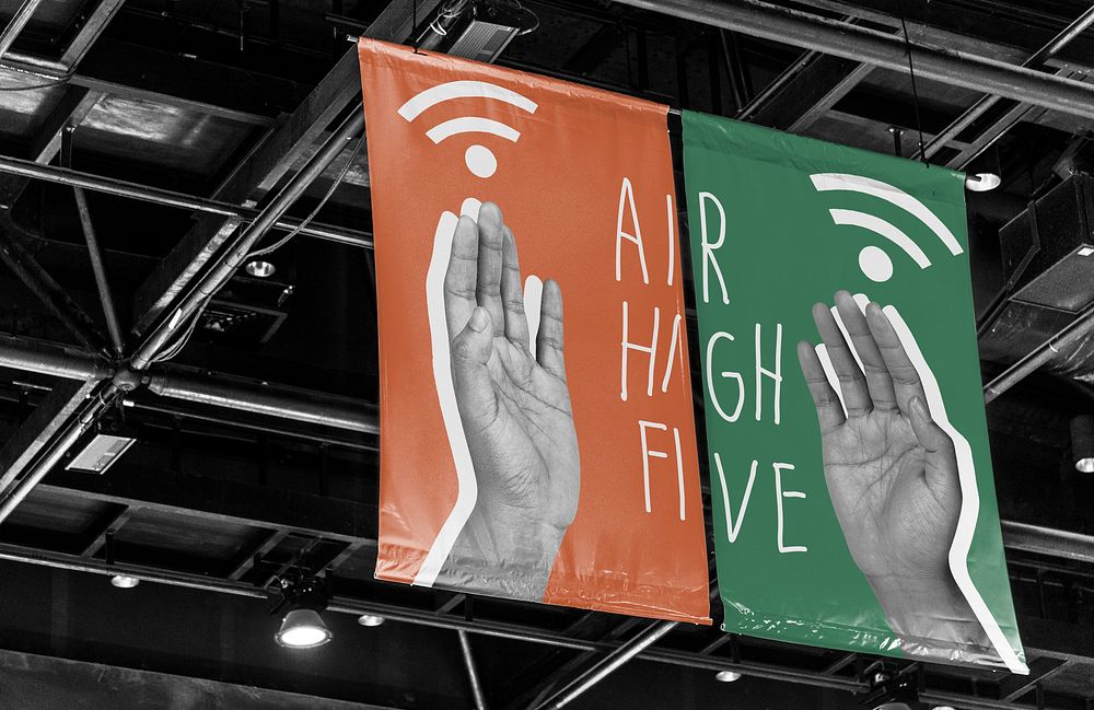 Air high five poster psd new normal greeting