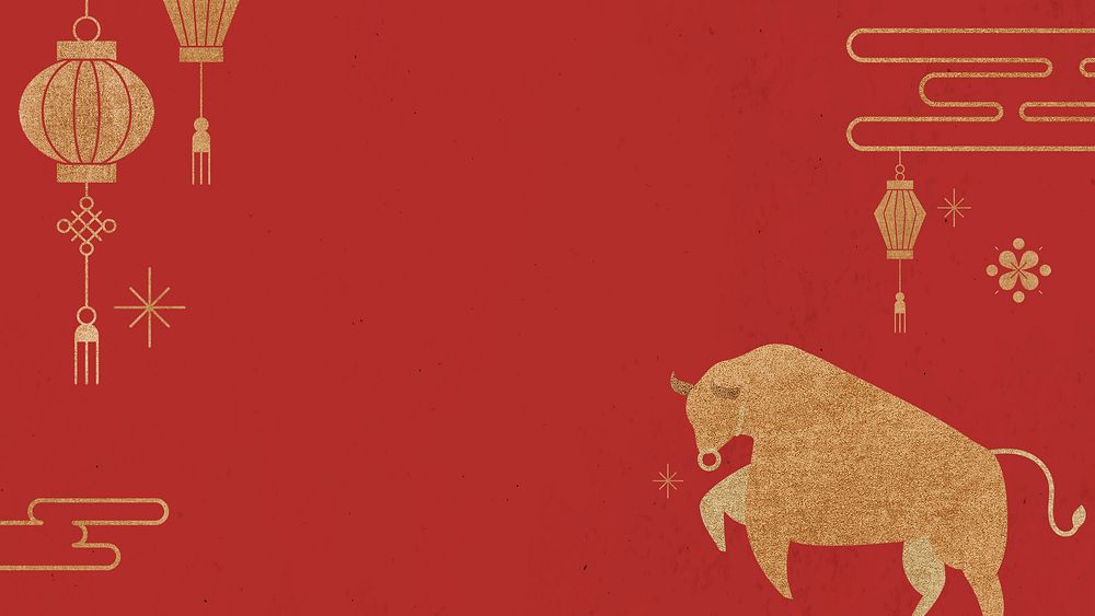 Year of ox red border background