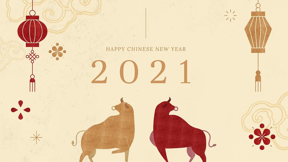 2021 Chinese Ox Year yellow banner