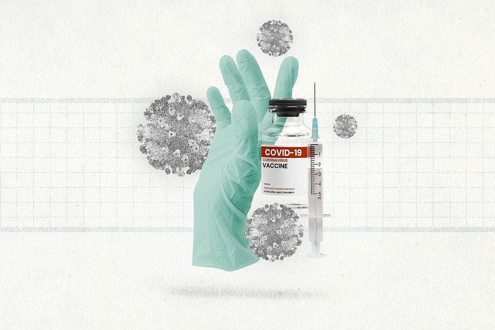 Covid-19 vaccine psd with medical glove