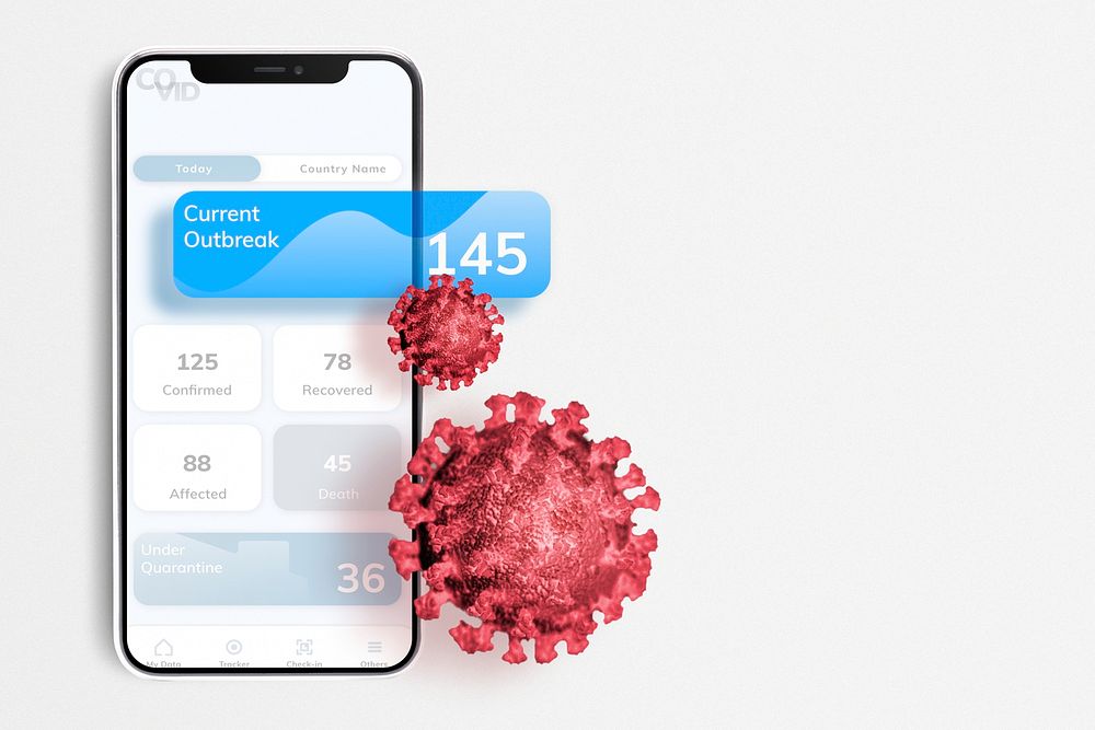 Coronavirus outbreak application phone mockup psd