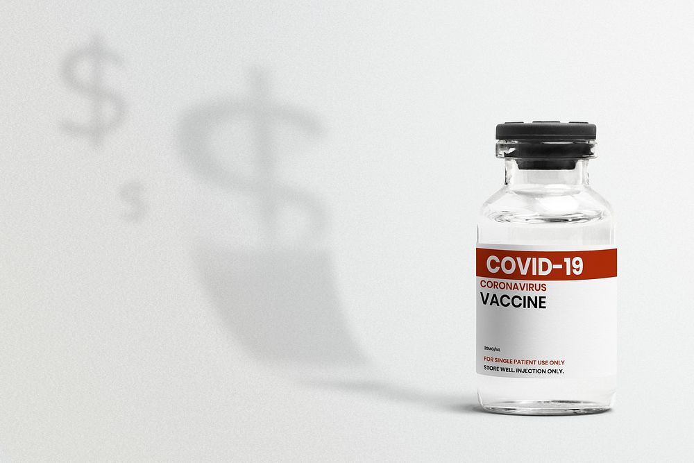 Covid-19 vaccine vial psd on white background