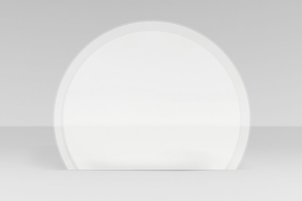 White semicircle table barrier psd