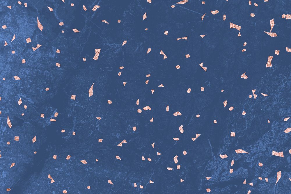 Pink confetti on a blue marble textured background