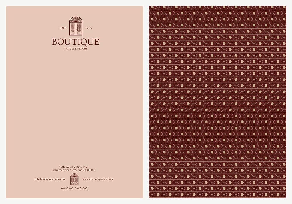 Editable letterhead template vector corporate identity design for boutique and resort