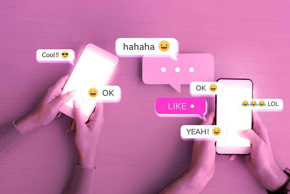 Social media flirty texting psd pink media mix