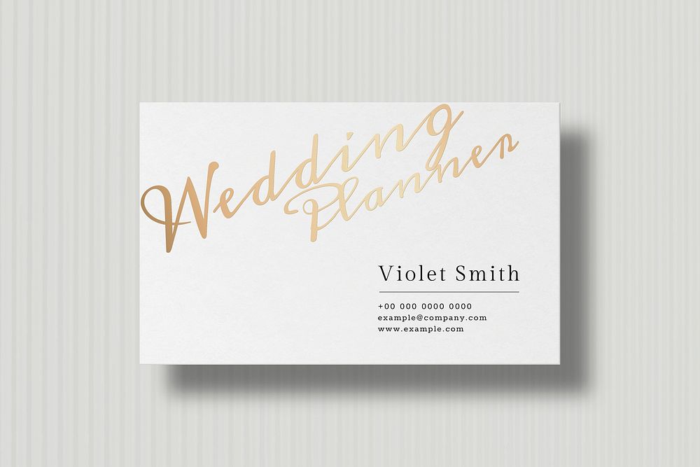 Luxury business card mockup vector in white and gold tone